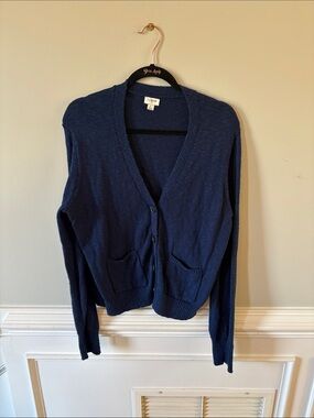 J Crew Factory cotton blend Navy Cardigan Size L